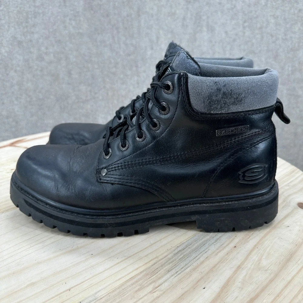 Skechers Tom Cats Bully 6606 Mens 10.5 Black Vintage Y2K Chunky Leather Boots